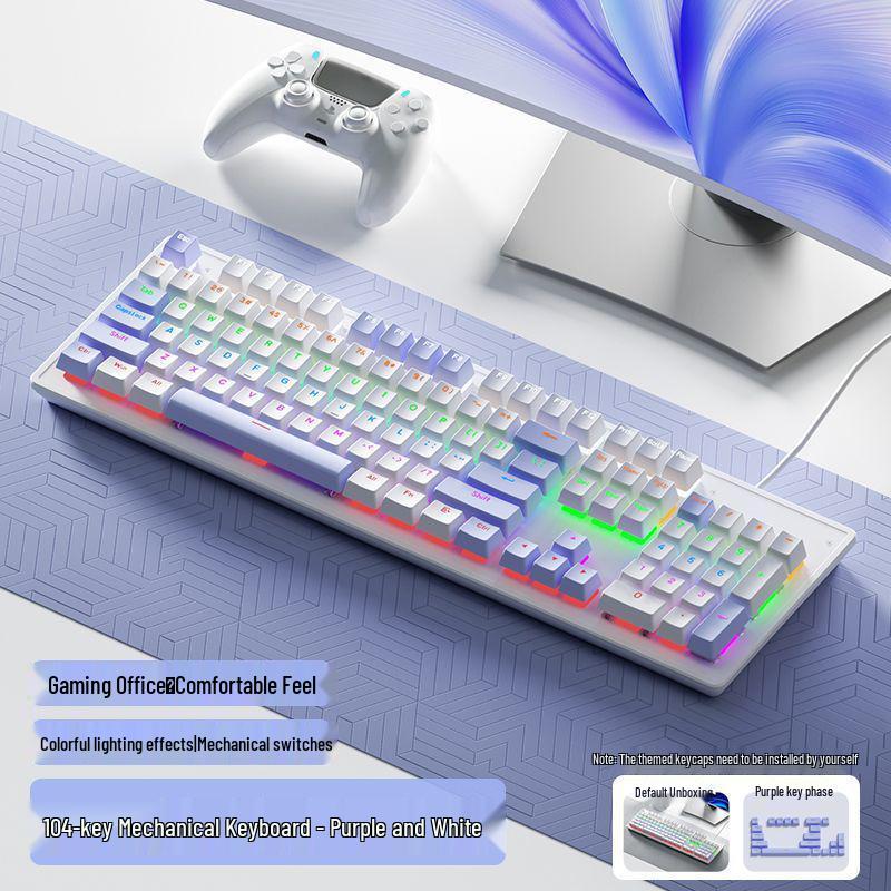 87-Key Mechanical Keyboard with Blue, Black, Red, Brown Switches - Wired for E-sports, Gaming, Typing, Desktop, Laptop, Universal Compatibility