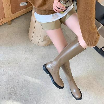 Женские осенне-зимние ботинки на молнии сзади до колена на толстой подошве, облегающие высокие сапоги, женские сапоги-рыцари, сапоги