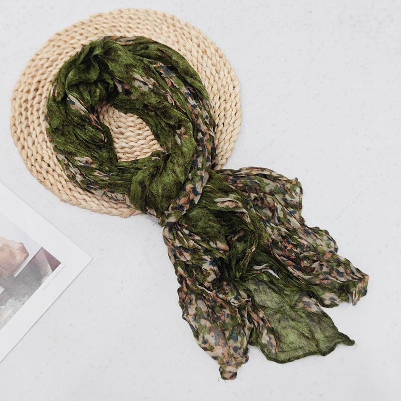Плетеный шарф, мятый, простой и универсальный, шелковый шарф, осенне-зимняя цветочная шаль, шарф из балийской пряжи для женщин