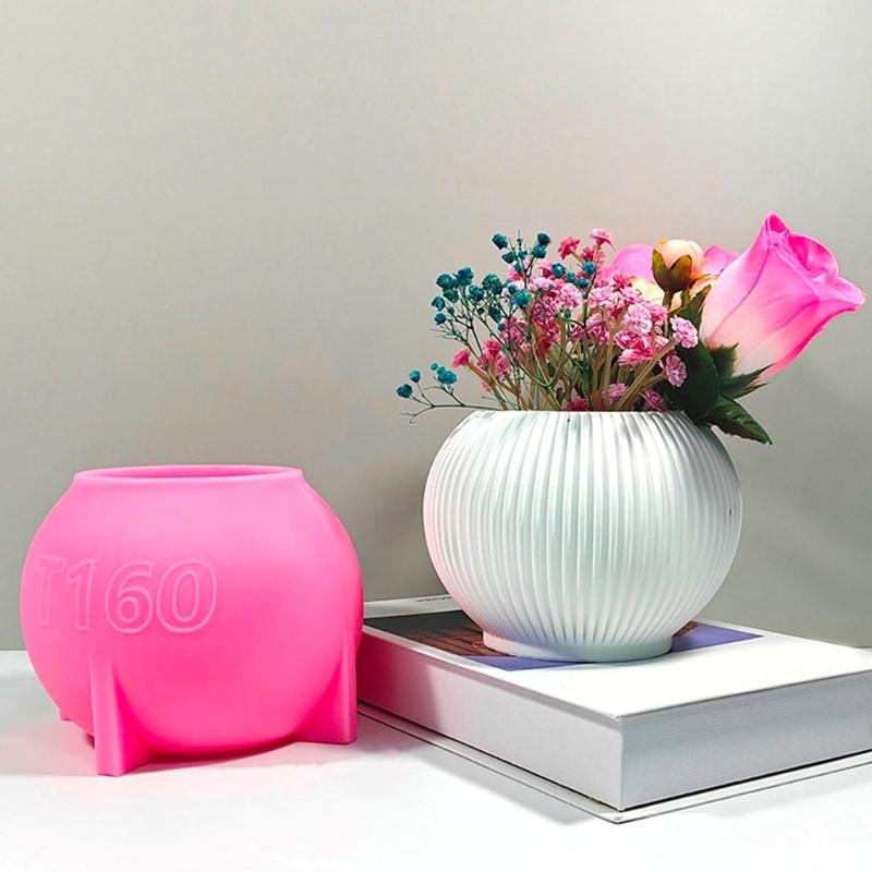 Silicone Stripe Vase Mould for Creative Crafters and Jewelry Enthusiasts Flower Pot Home Decoration Accessory Mould