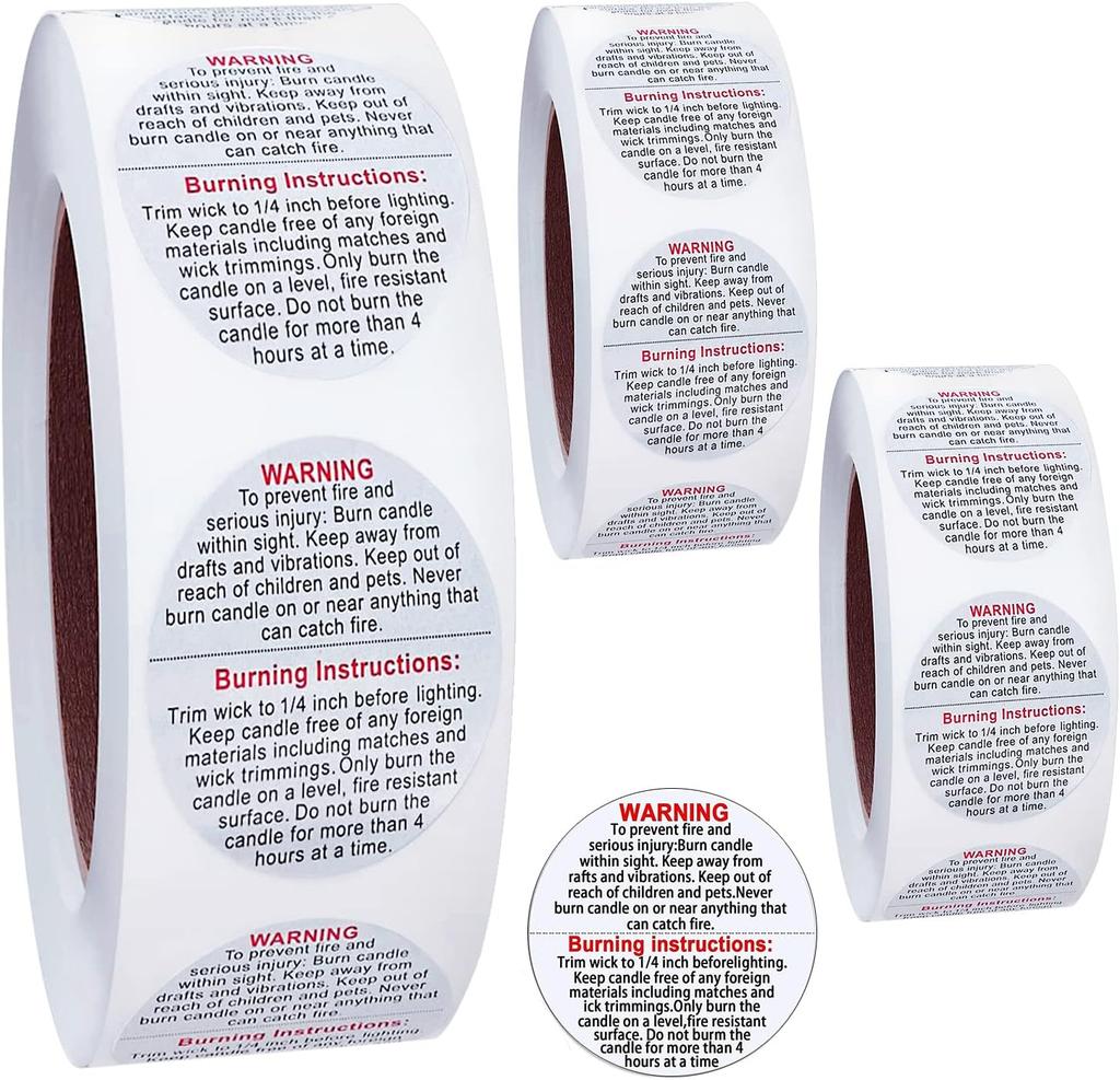 500pcs Candle Warning Labels, 2.5cm/0.98in Candle Jar Can Wax Melt Stickers Safety Stickers Accessories for DIY Making Candles