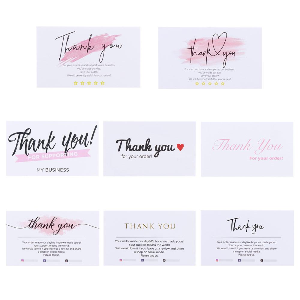 Пакет открыток «Спасибо за ваш заказ» Розовый акварельный Для малого бизнеса Выразите признательность
