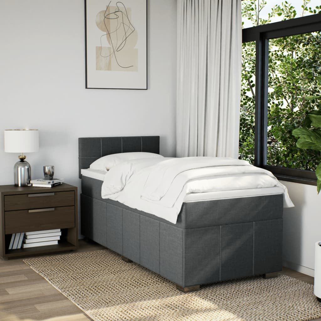 Box Spring Bed with Mattress Dark Gray 80x200 cm Fabric