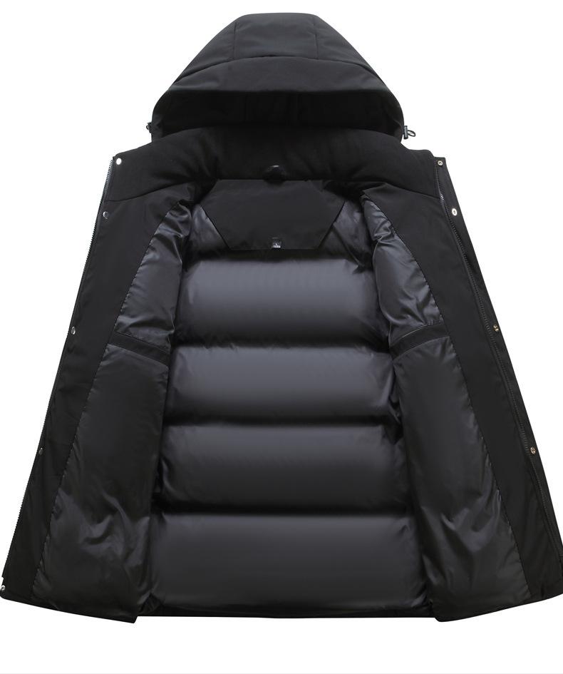 Мужская градиентная зимняя куртка на белом утином пуху - Толстая, теплая, модная студенческая куртка с капюшоном