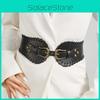 Retro Stylish Metal Waist Cincher Women Elastic Belt Wide Width Dresses Coats