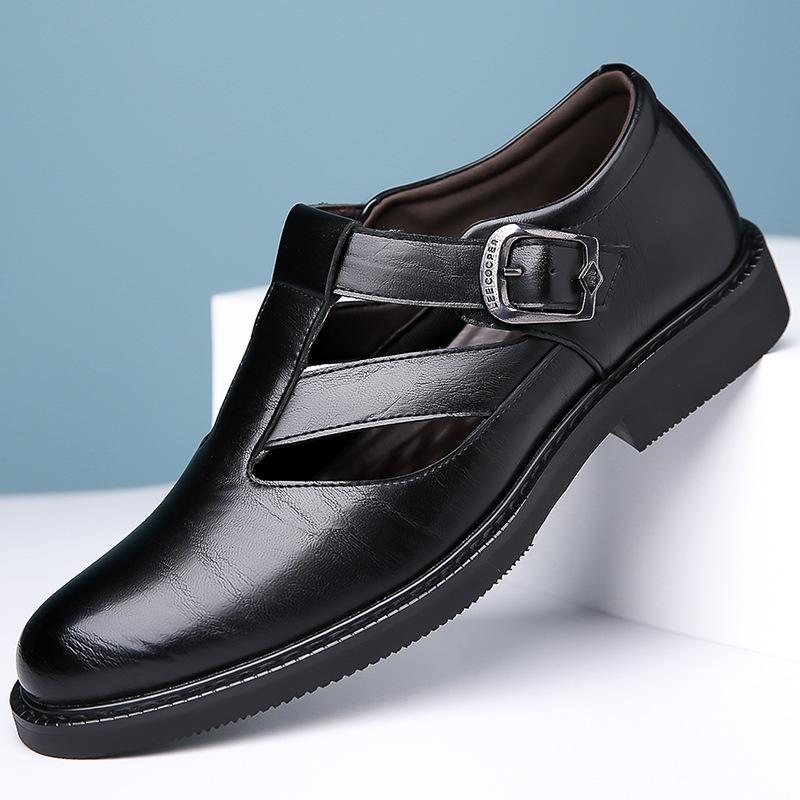 2025 New Roman Casual Sandals for Men Soft Leather Non-slip Outwear Leather Sandals Summer New Buckle Designer Shoes Male