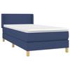 3130095 vidaXL Lit à sommier tapissier avec matelas Bleu 100x200 cm Tissu