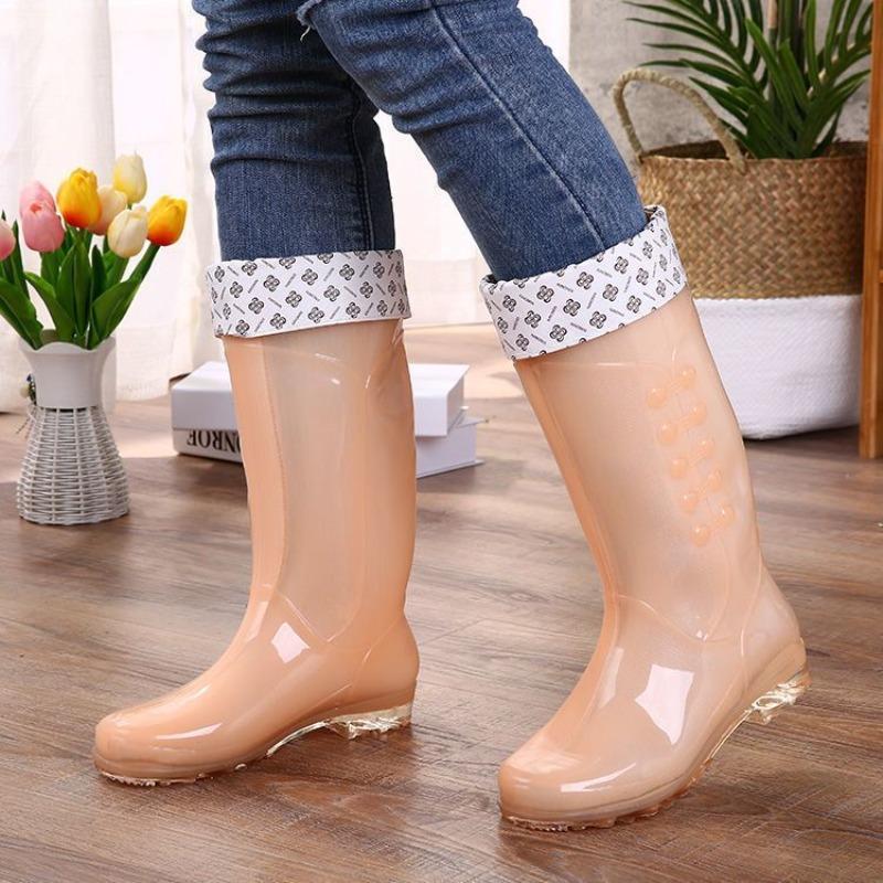 Women's Waterproof Rain Boots - Non-slip Quick-dry Candy-colored High-top Soft Keep Warm Comfort Adult Rain Shoes