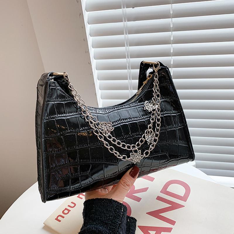Yogodlns Роскошная сумка через плечо с узором аллигатора для женщин, цепочки-бабочки, сумки подмышки, модная женская сумка подмышками