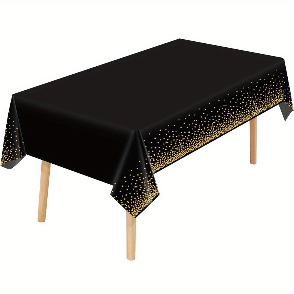 1PC Tovaglie Bianche Usa E Getta 137x274 Cm Tovaglie Rettangolari Impermeabili Con Punti Dorati Per Decorazioni Per Feste Di Compleanno, Matrimoni