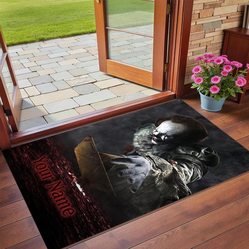 Crystal Velvet Rug Custom Name Text, Soft Non Slip Floor Mat Home DecorIT Pennywise
