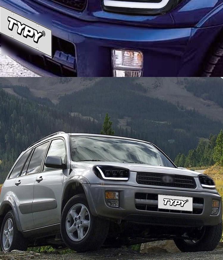 Светодиодная сборка фар с трехглазым проектором и динамическими поворотниками для Toyota RAV4 03-04