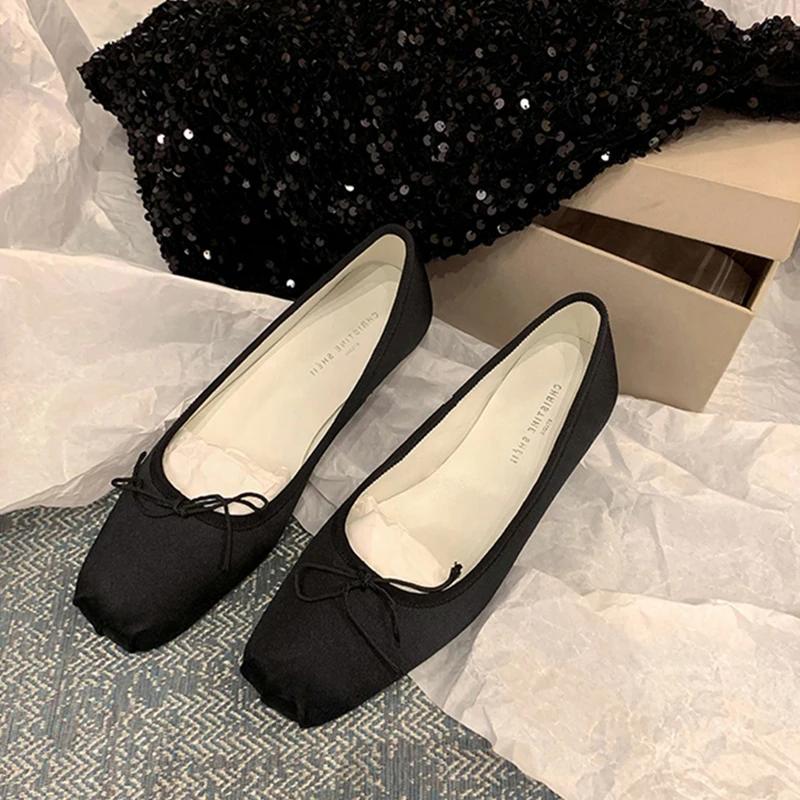 Мода 2024 Весна Туфли-балетки с бантом Мода Неглубокие Слипоны Женские Плоские Лоферы Обувь Женская Повседневная Уличная Обувь Балерина Мокасины