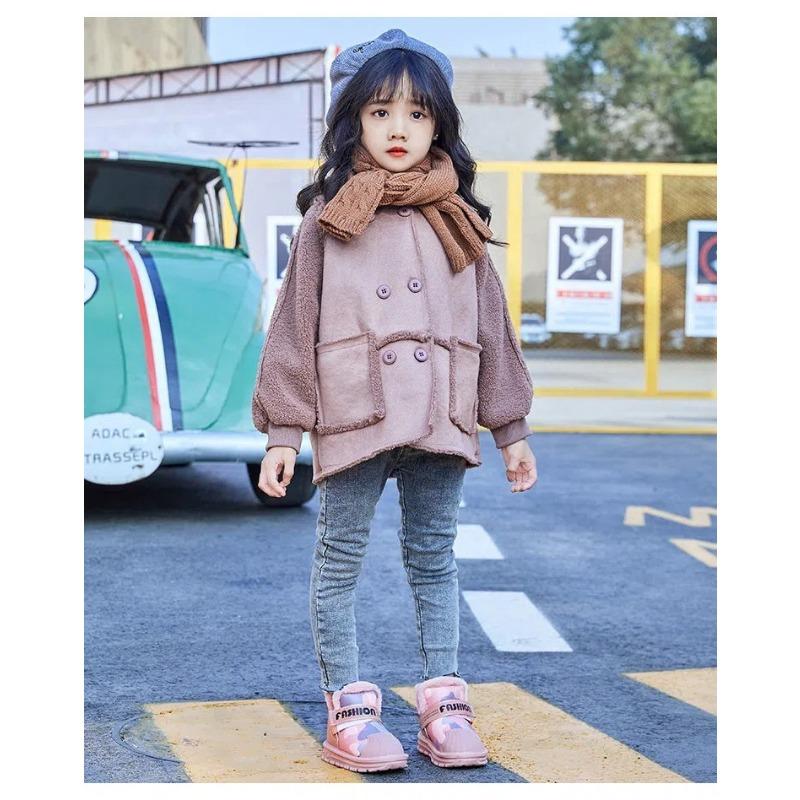 Girls' Snow Boots New Winter Children's Cotton Shoes with Fleece Thickened Boy Waterproof Non-slip Baby Cotton Boots