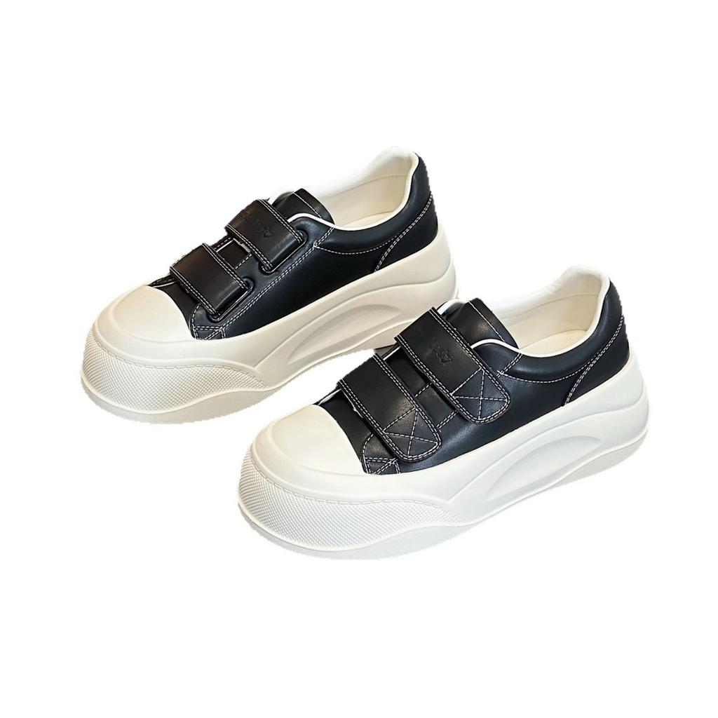 Leather Women's Shell Head Sports Board Shoes 2025 Spring and Autumn New Velcro Platform Muffin Biscuits Little White Shoes