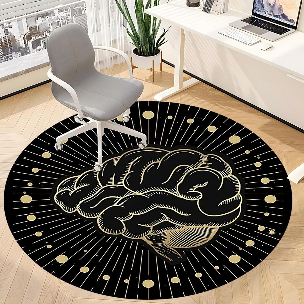 1pc Cerebral Cosmos Office Round Area Rug,  Mat Suitable For Office, Under Office Chairs Bedroom Living Room Home Decor, Room Deco