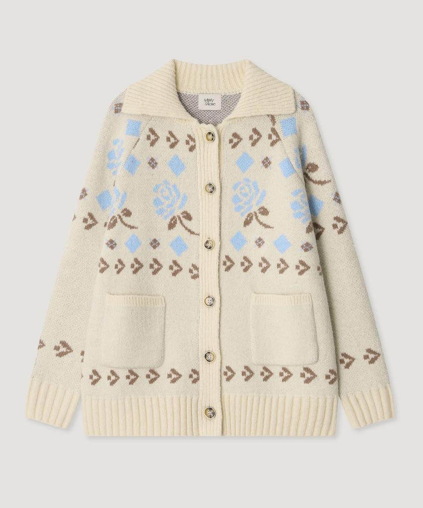 MELLY&ROSE Rose Cowichan Knit Cardigan (310251)_Cream