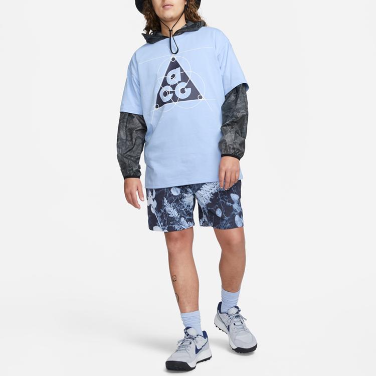 Nike Acg Leyline Футболка с короткими рукавами и круглым вырезом с графическим принтом Мужские топы Hyper-Cobalt-Blue FB8120-479