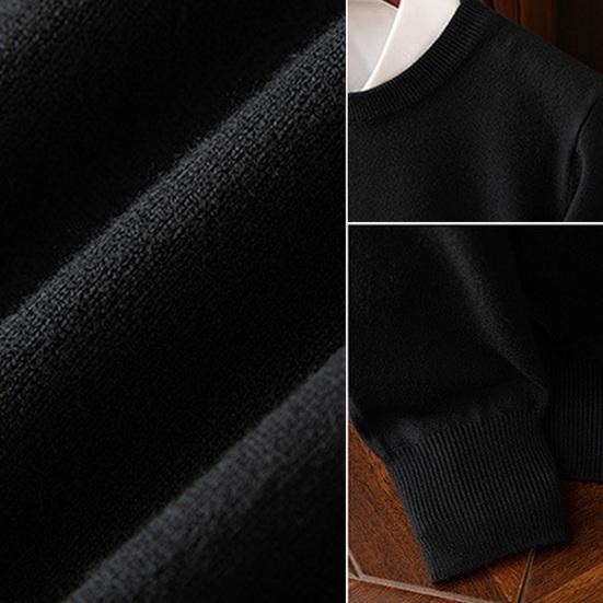 Мужской свитер осень-зима с круглым вырезом, свободный, с длинными рукавами, трикотажный, эластичный, однотонный, деловой стиль, теплый трикотаж