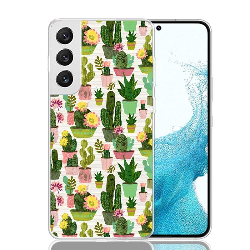 Cartoon Plant Cactus Phone Case For Samsung Galaxy S26 Ultra S23 S24 S25 Edge S20 FE S21 S22 Plus Soft Print Shell Cover Fundas