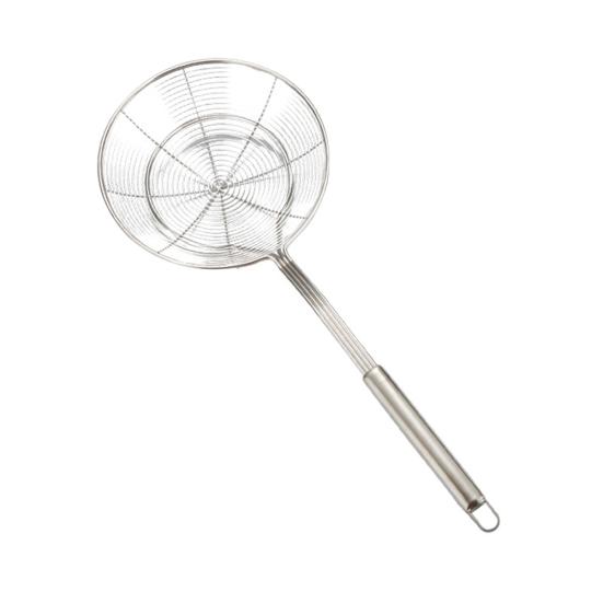 Дуршлаг с длинной ручкой, круглый пищевой фильтр из нержавеющей стали, жареный сетчатый фильтр