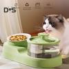 Cat Water And Food Dispenser 2-in-1 Automatic Cat Feeder 1L Cat Water Fountain And Food Bowl Set for Indoor Cats Small Dogs