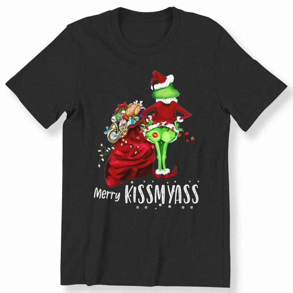 100% хлопок ТОПЫ УНИСЕКС ФУТБОЛКИ МУЖСКИЕ ЖЕНСКИЕ Merry Kissmy-ss Женская Рождественская Забавная Футболка Санта Рождественский Подарок Футболка