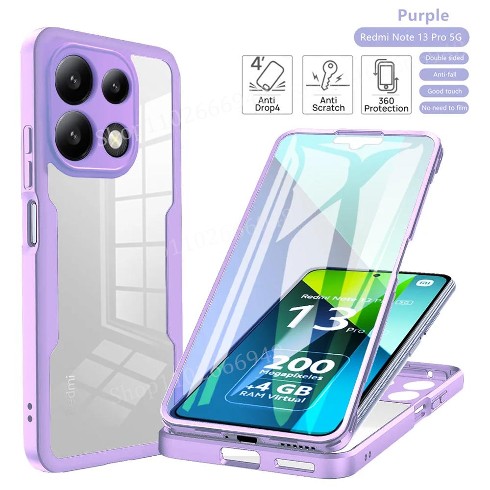 Чехол с полной защитой 360 для Xiaomi Redmi Note 13 14 12 11 10 Pro Plus 4G 5G, противоударный, прозрачный, с полным покрытием передней и задней части корпуса, чехол Carcasa