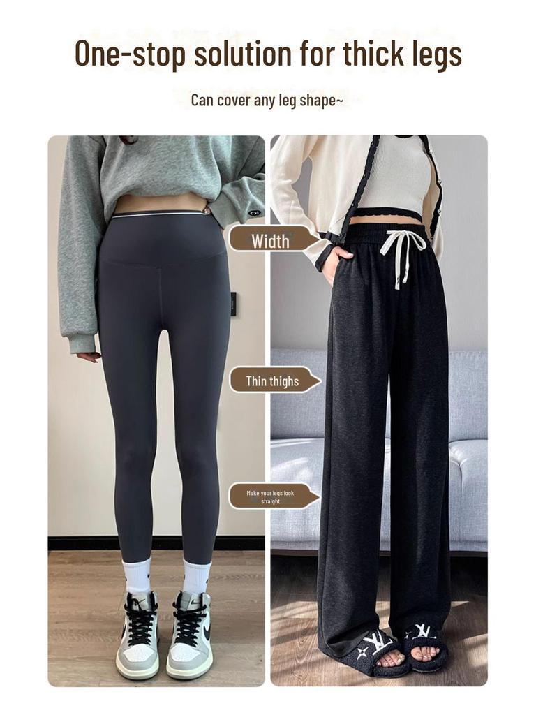 Женские широкие бежевые теплые брюки на бархатной подкладке