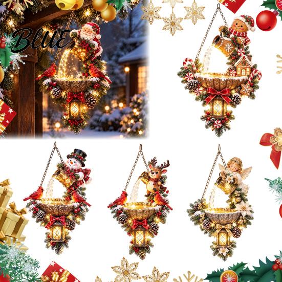 Dreamy Winter Party Ornament Christmas Garden Lantern Magic Pouring Light Hanging Ornament LED Warm Reusable Decor Glow Lighted Santa Snowman