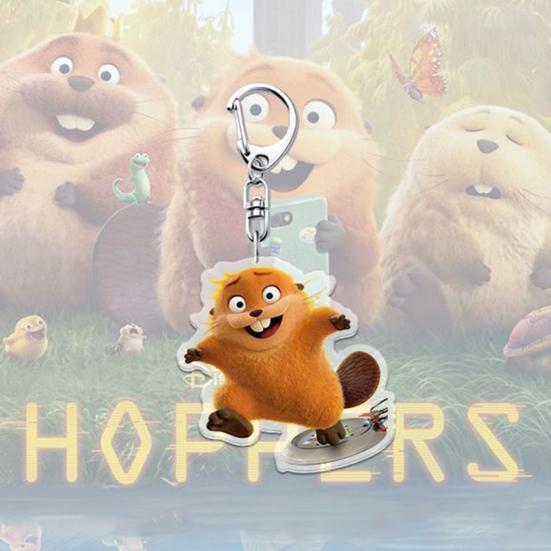 1/6Pcs Keychain Transparent Acrylic Finish Lightweight Keychain Cartoon Beaver Design Expressive Character Key Holder Bags Phone