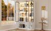 120*32*200cm Display Cabinet, Floor Display Cabinet with 6 Cabinet Doors, Tall Cabinet, Glass Display Cabinet with LED, Large Cabinet, White