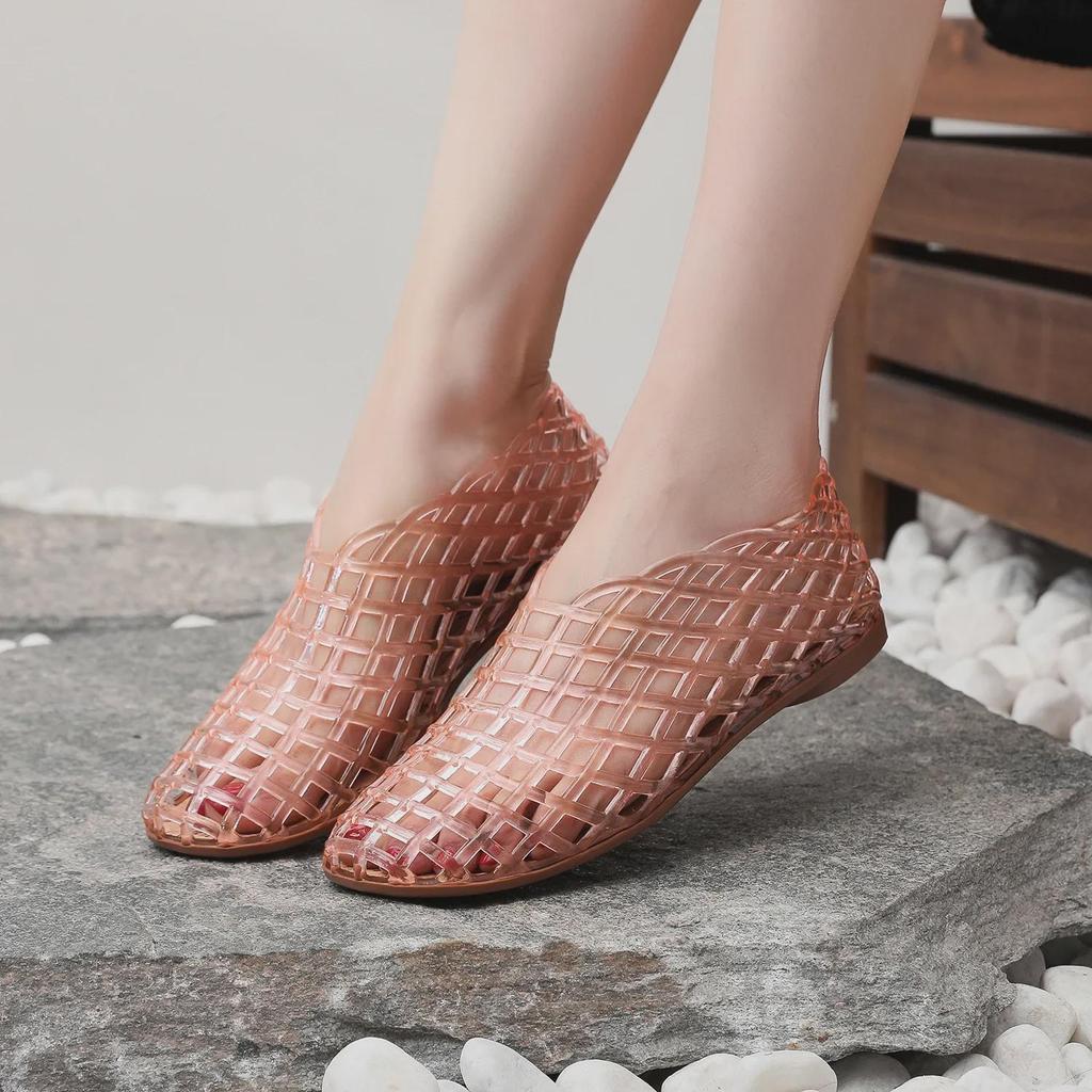 Женские дышащие сандалии-желе с закрытым носком - Повседневные летние уличные балетки