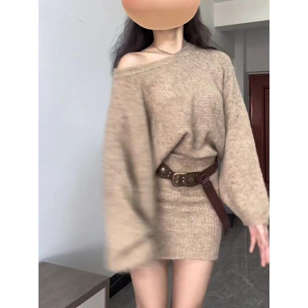 Осеннее женское трикотажное платье для взрослых с вырезом-лодочкой и открытыми плечами, с длинным рукавом, с высокой талией, облегающие мини-платья, вязаные платья