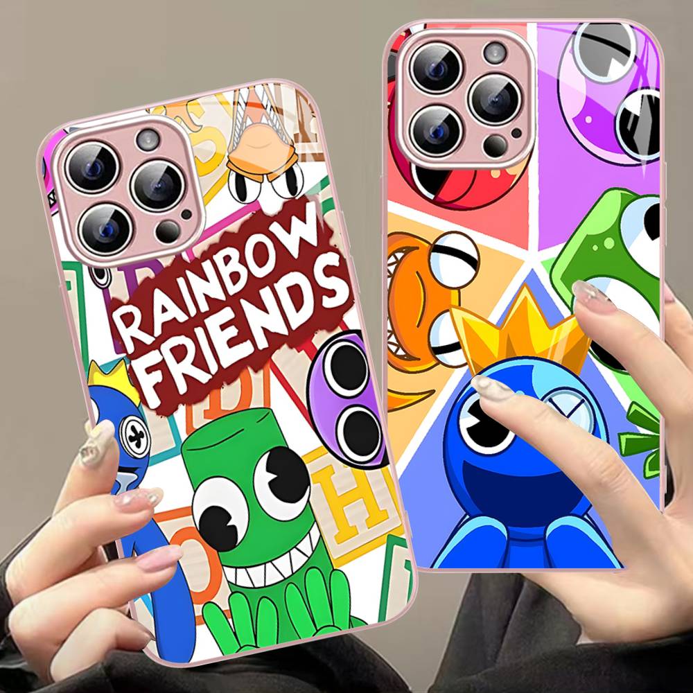 Cartoon R-Rainbow Friends Tempered Glass For Iphone 14 13 12 11 Pro Mini XS MAX 14Plus X XS XR Fundas