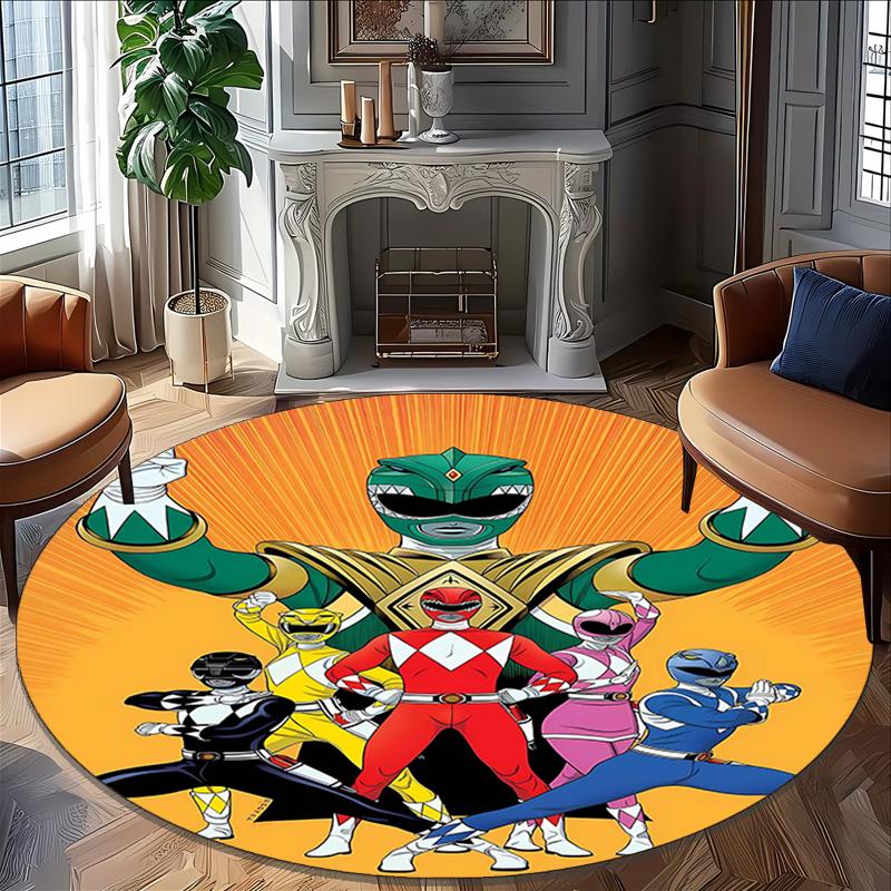 1pc Mighty Morphin Power Rangers2 Print Round Carpet Chair Round Carpet Suitable for Bedroom Living Room Home Decorative Carpet