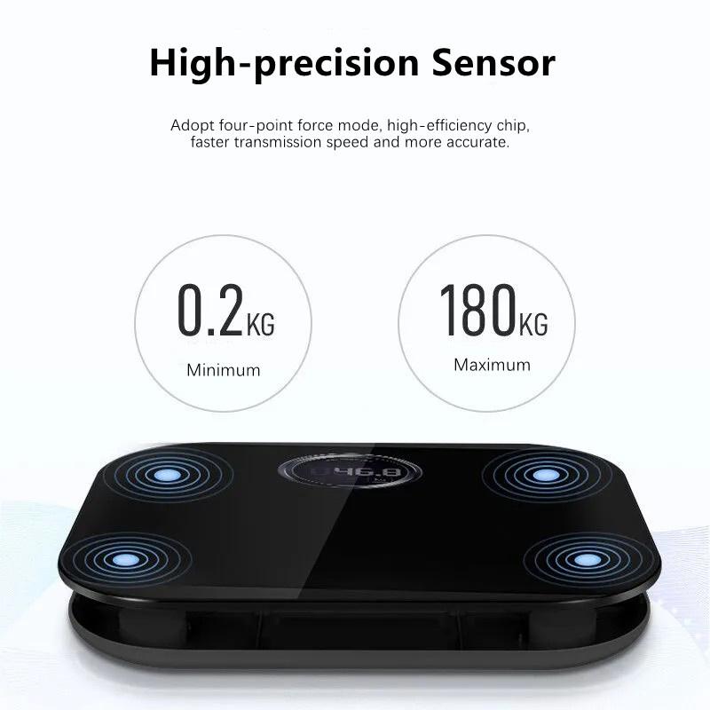 Весы для ванной комнаты, большой экран, ЖК-дисплей, стекло, умные электронные весы, напольные весы для жира, цифровые весы для баланса тела, весы