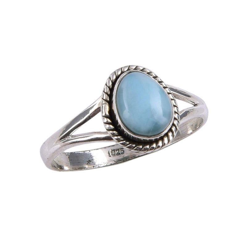Natural Republic Larimar Gemstone Handmade 925 Sterling Silver Ring Size 9 S1V75