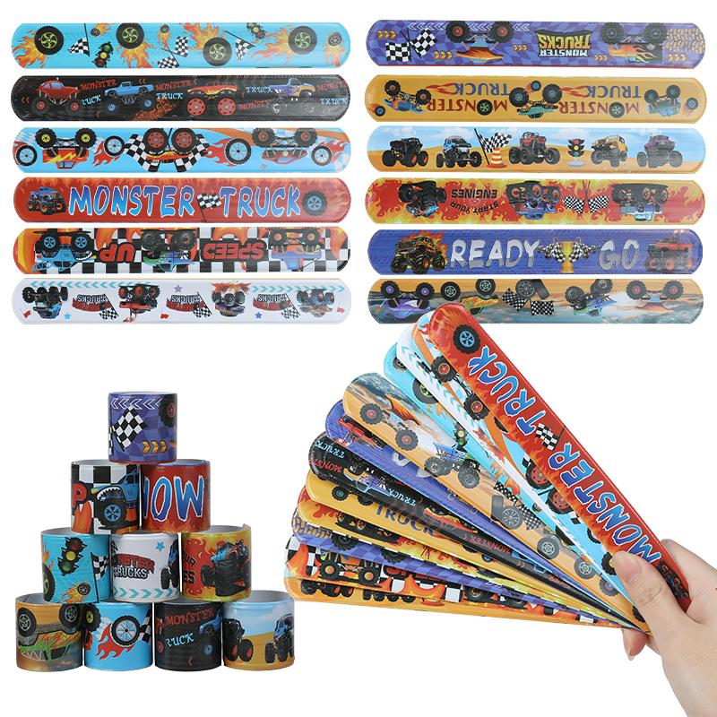12Pcs Racing Car Themed Slap Bracelets Kids Birthday Party Favors Pinata Filler Guests Gift Sport Party Supplies Christmas Decor