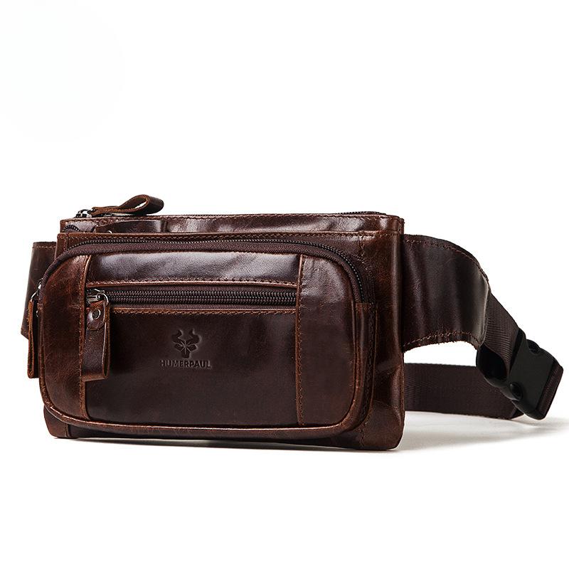 Кожаная мужская поясная сумка из коровьей кожи, многофункциональная нагрудная сумка в стиле ретро с плечевым ремнем