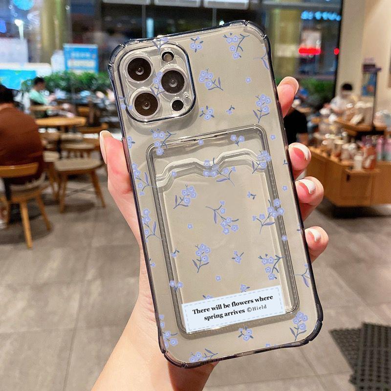 Корейский Милый Цветочный Прозрачный Чехол Для Телефона Для iPhone 16 15 14 13 12 11 Pro Max XS X 7 8 Plus SE2 Кошелек Картхол Защитная Крышка Объектива