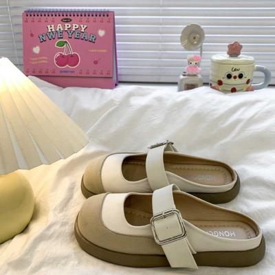 Туфли Baotou Mary Jane, полутапочки, летние шлепанцы Boken на плоской подошве