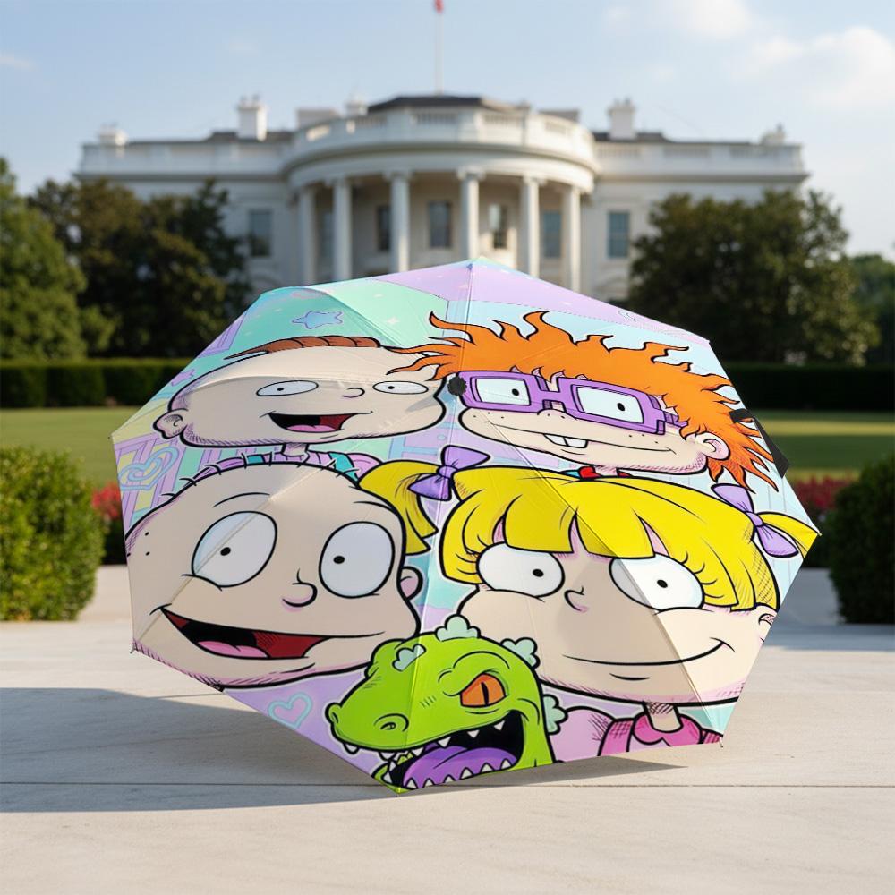 1 шт. Автоматический складной зонт - Узор Rugrats, Портативный и складной дизайн с 8 спицами, Рождественские и Дни Рождения Подарки