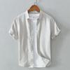 Men's Casual Japanese-Style Short-Sleeve Cotton Linen Shirt