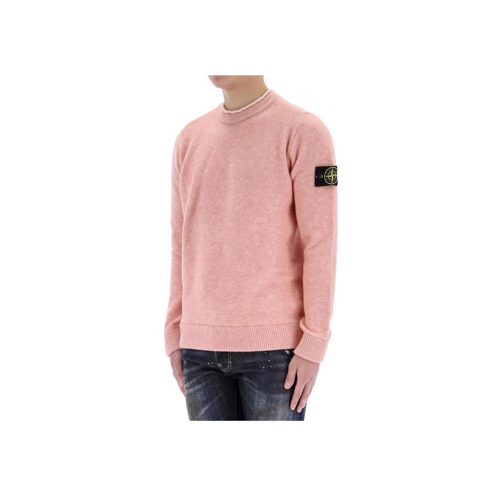 Stone Island Solid Logo Knit Long Sleeve Sweater Men sweater Pink 7715543C1-V0083