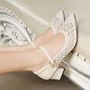Sandals Female Mid-heeled Sandals Mesh Sandals Cave Shoes Hollow Breathable Single Shoes Thick with Soft Bottom Shoes