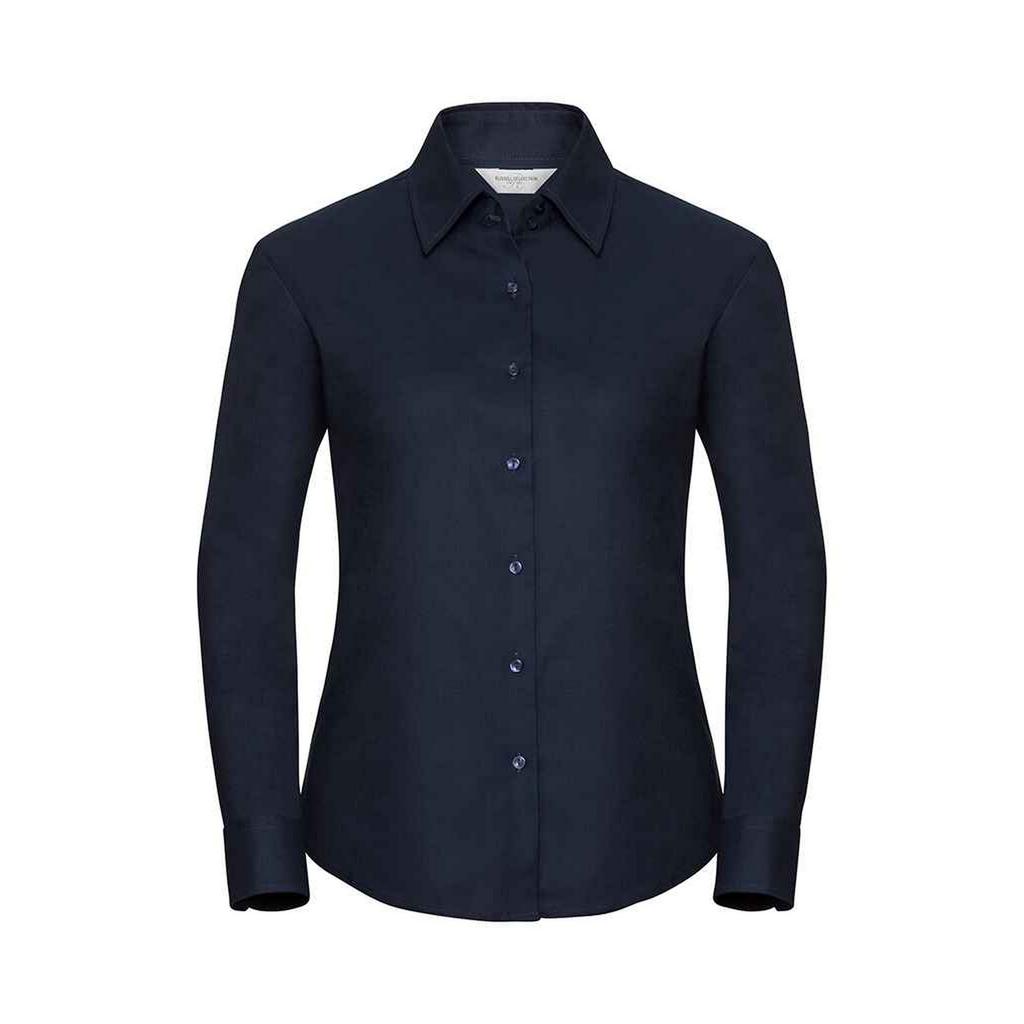 Russell Collection Женская/женская оксфордская рубашка с длинными рукавами