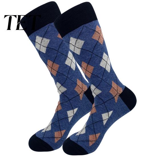Mens Thermal Socks Men Argyle Crew Socks, Plus Size, Colorful Striped Cotton Winter Warm for Dress Thickened Autumn Cold Weather Thick