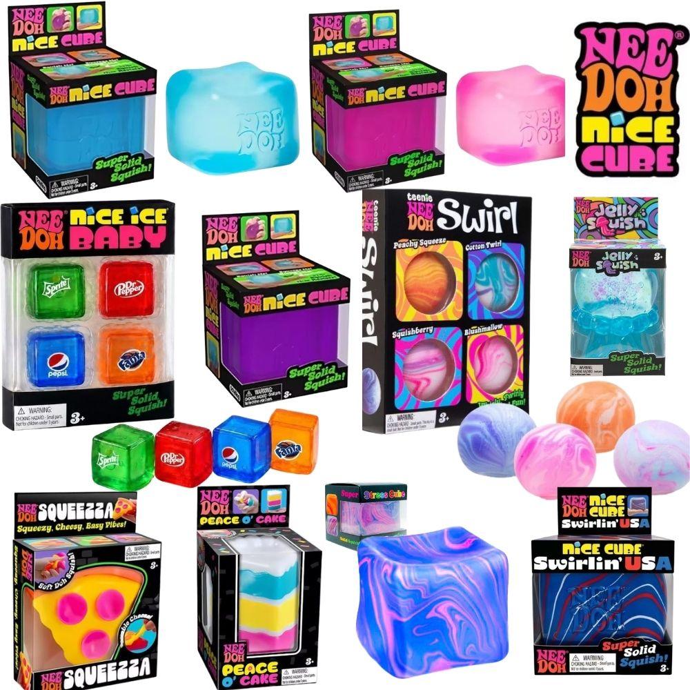 Schylling Nee-Doh Nice Cube Сенсорная игрушка-сквиш, Кубик-фиджет для снятия стресса, Цветной подарок для детей и взрослых