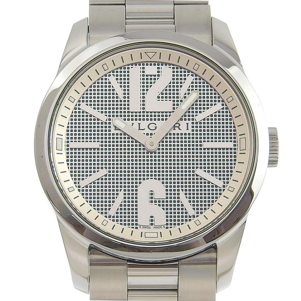 Bvlgari Часы Solo tempo ST37S Серебристый черный циферблат Нержавеющая сталь Кварцевый Аналоговый дисплей мужские Б/У